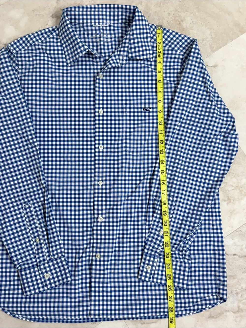 Vineyard Vines OTG Performance Gingham Button Down Shirt Men L Navy Blue Preppy - Picture 4 of 6